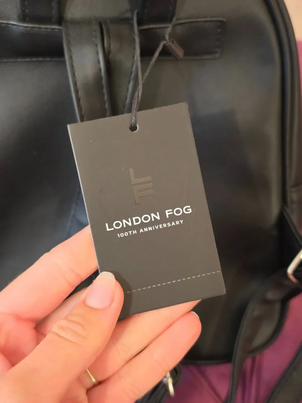Cute Preppy Black Leather London Fog Collection Backpack For School Or Work NWT